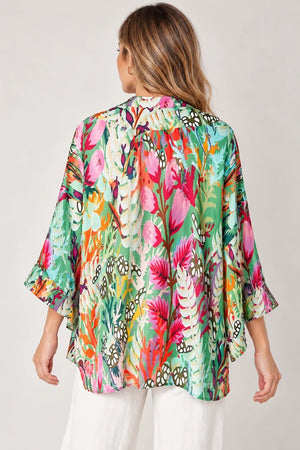Namaskar Australia - Tropical Floral Print Short Cotton Muslin Kimono