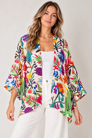 Namaskar Australia - Garden Bloom Print Cotton Muslin Short Kimono
