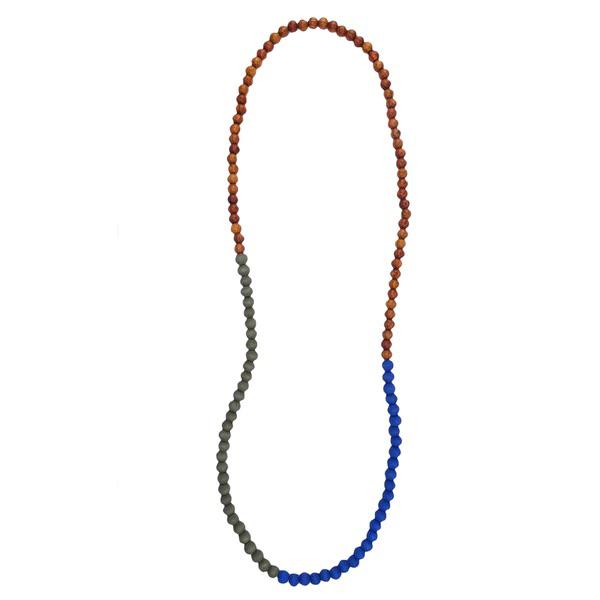 Zoda Bead Timber Necklace - Blue & Brown