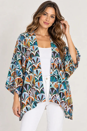 Namaskar Australia - Deco Fan Cotton Muslin Short Kimono