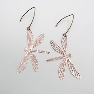 Denz - Dragonfly earrings in Rose Gold