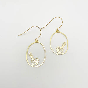 Denz - Mini Fairy Wren Earrings in Gold