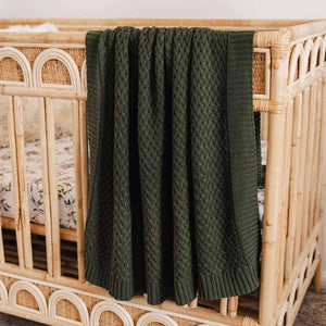 Snuggle Hunny - Olive Diamond Knit Organic Blanket
