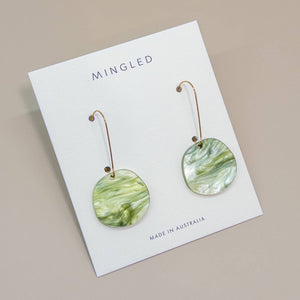 Mingled - Organic Dangle Earrings - Moss