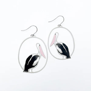 Denz - Pelican earrings in Grey/Black/Pink