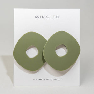Mingled - Roca Big Statement Studs - Olive Green