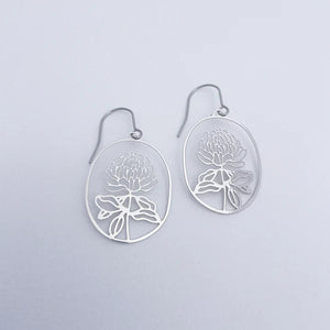 Denz - Waratah Flower earrings in Silver