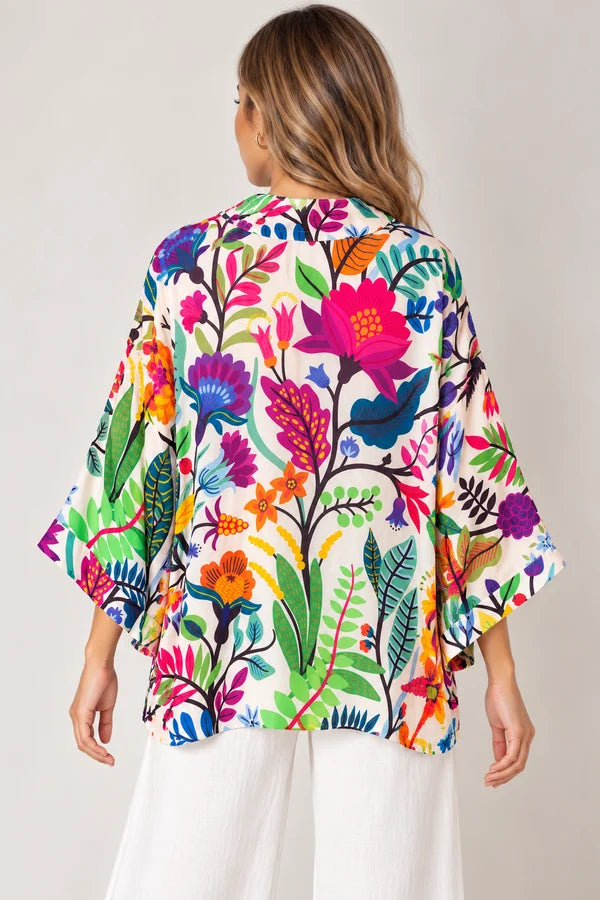 Namaskar Australia - Garden Bloom Print Cotton Muslin Short Kimono
