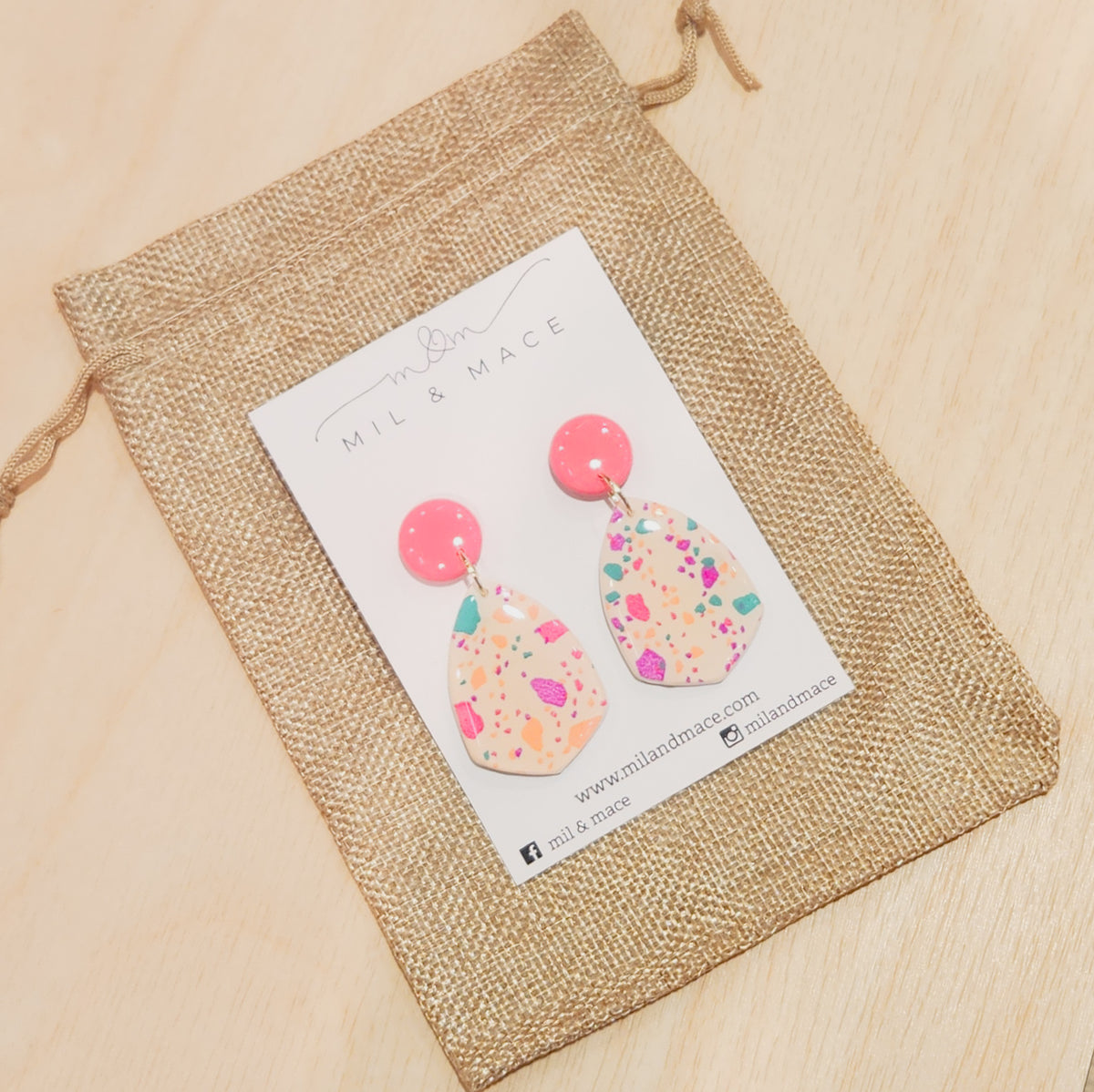 Mil & Mace Dangle Earrings - Pink Funfetti