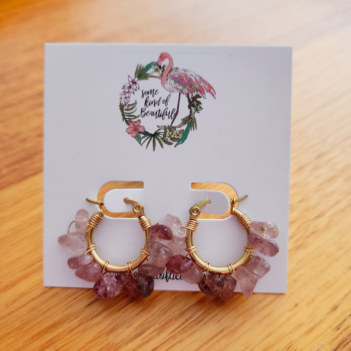 SKOB Entwine Hoop Earrings - Strawberry Quartz