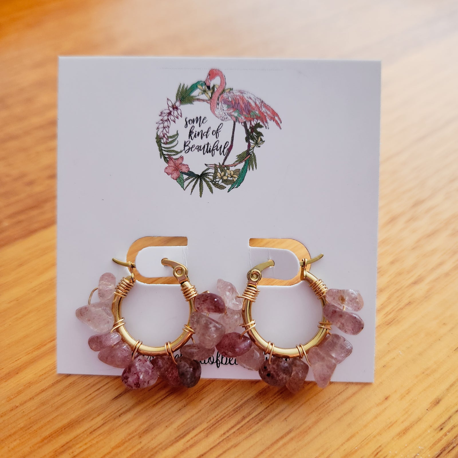 SKOB Entwine Hoop Earrings - Strawberry Quartz