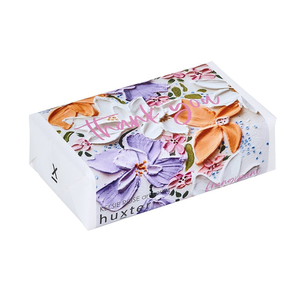 Huxter Soap - Purple and orange florals - Thank you - Frangipani
