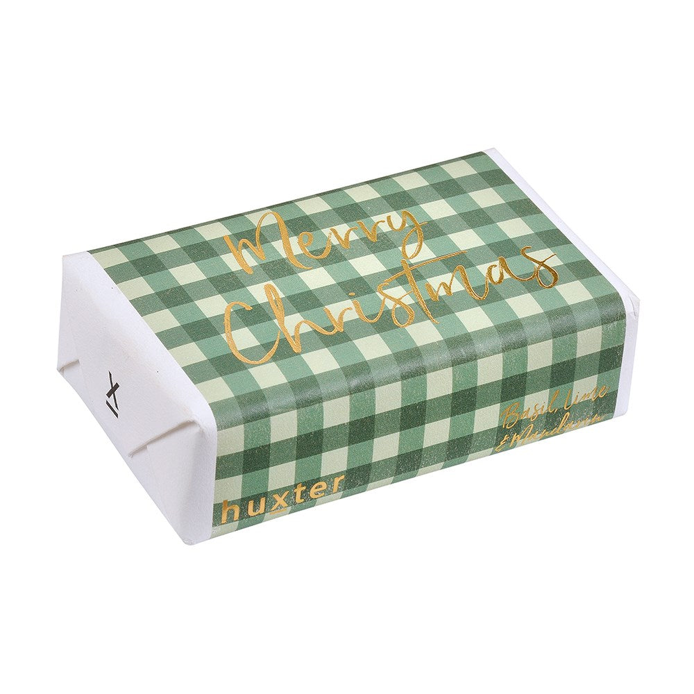 PRE ORDER: Huxter Soap - Merry Christmas Green Checks - Basil Lime & Mandarin