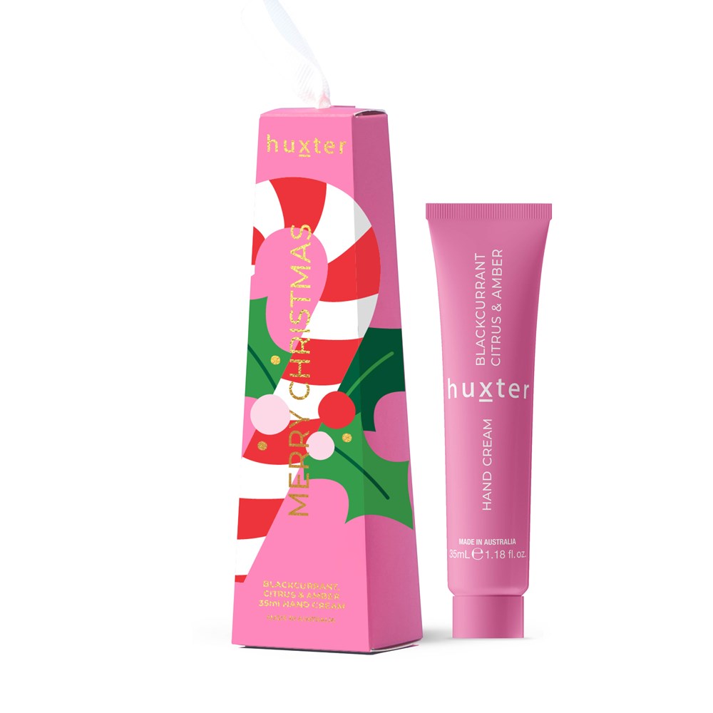 Huxter Hanging 35ml Hand Cream - Pink - Xmas Flowers Collection - Blackcurrant, Citrus & Amber