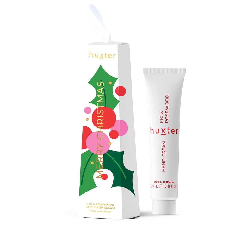 Huxter Hanging 35ml Hand Cream - White - Xmas Flowers Collection - Fig & Rosewood
