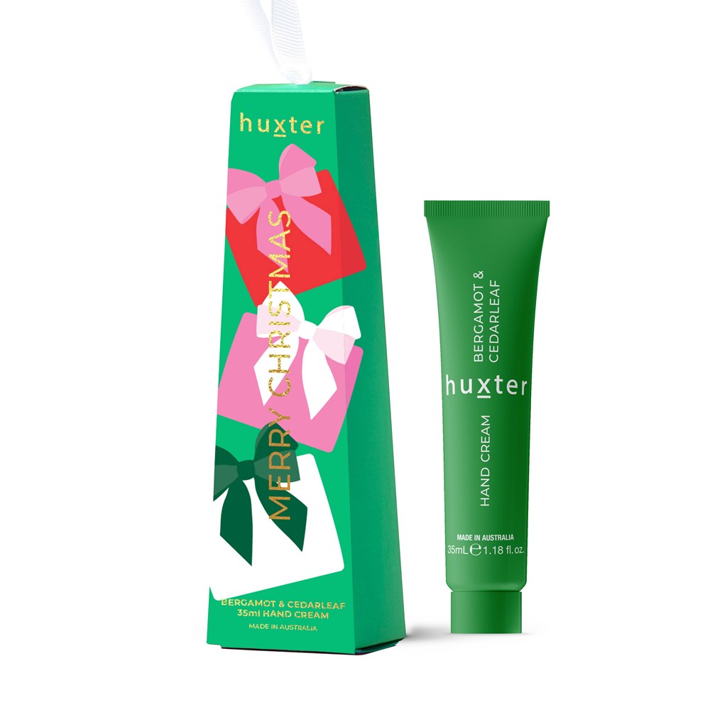 Huxter Hanging 35ml Hand Cream - Green - Xmas Flowers Collection - Bergamot & Cedarleaf