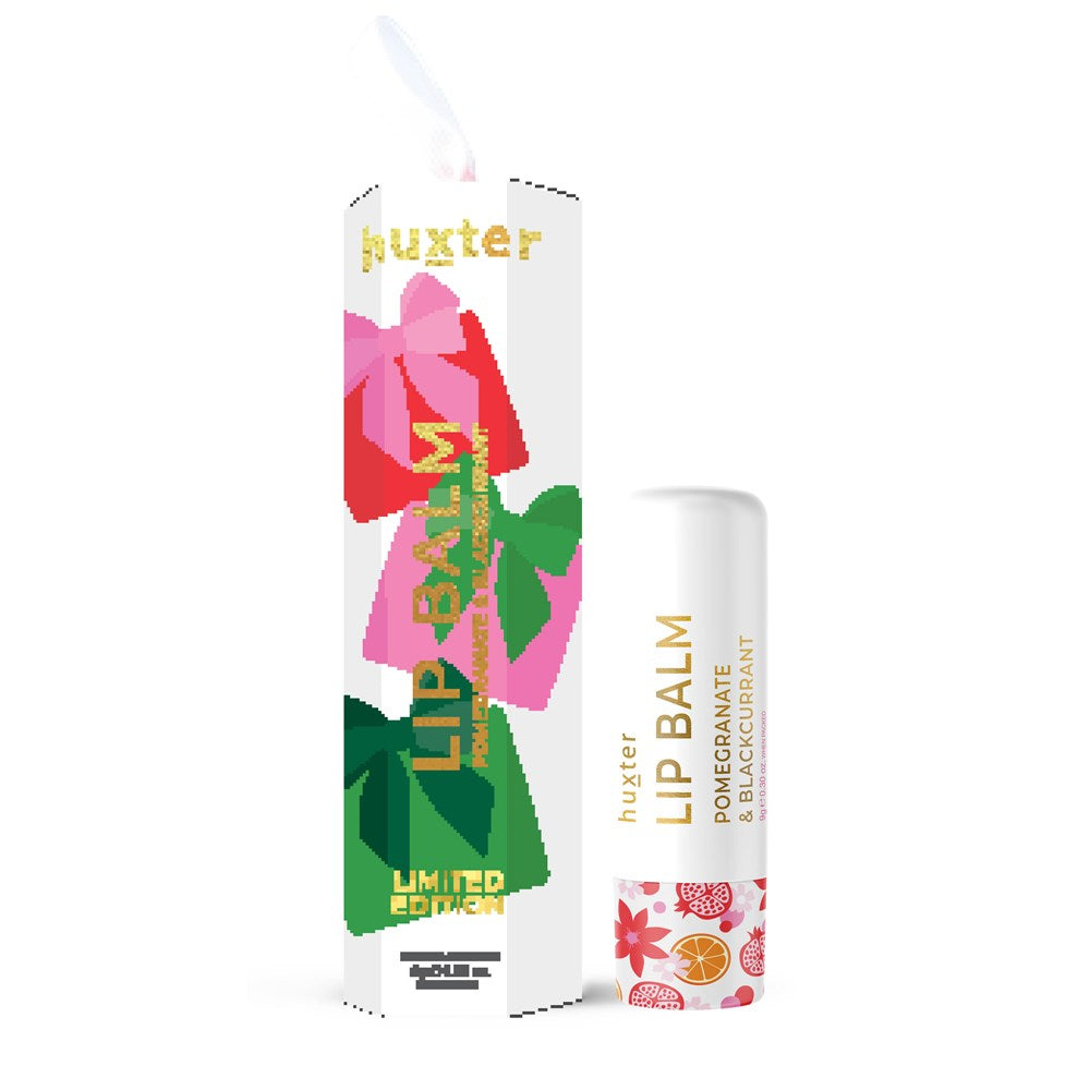 Huxter Hanging 9gm Lip Balm - White - Xmas Flowers Collection - Pomegranate & Blackcurrant