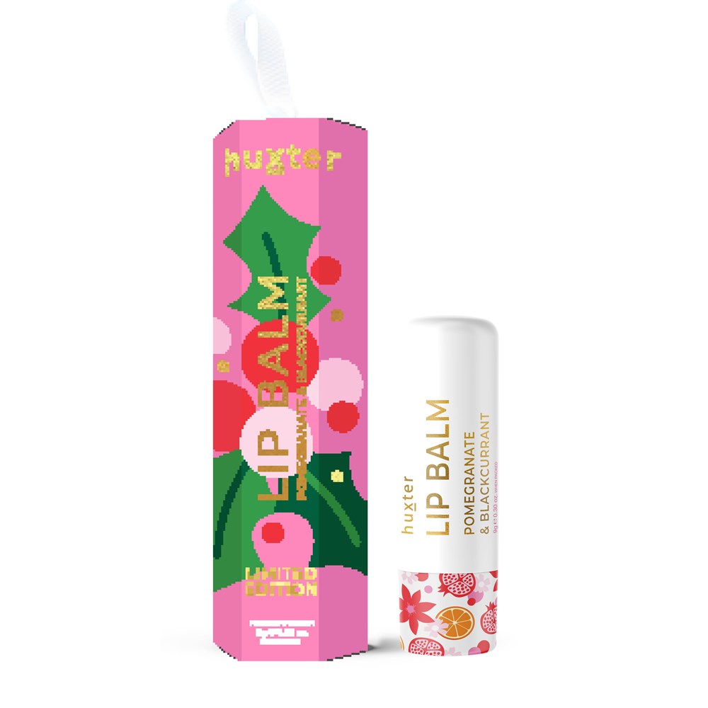 Huxter Hanging 9gm Lip Balm - Pink - Xmas Flowers Collection - Pomegranate & Blackcurrant