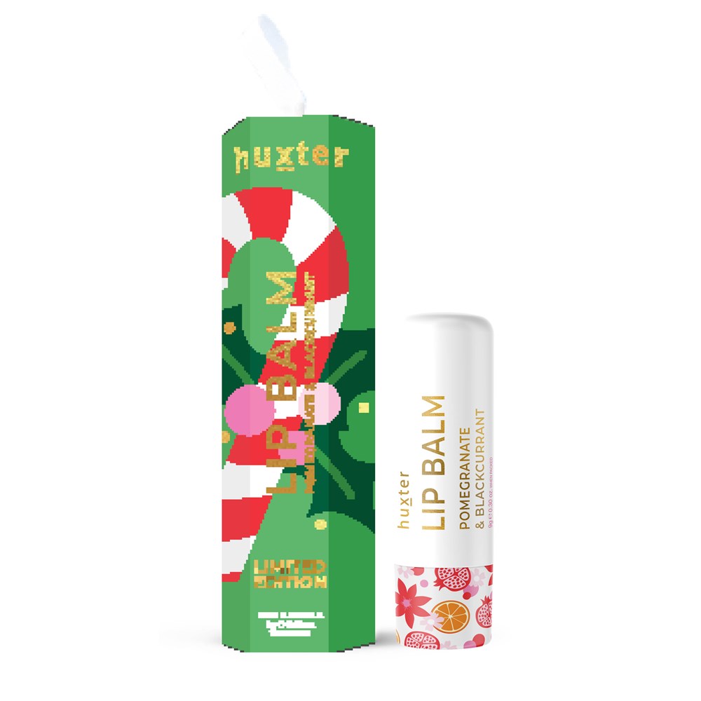 Huxter Hanging 9gm Lip Balm - Green - Xmas Flowers Collection - Pomegranate & Blackcurrant