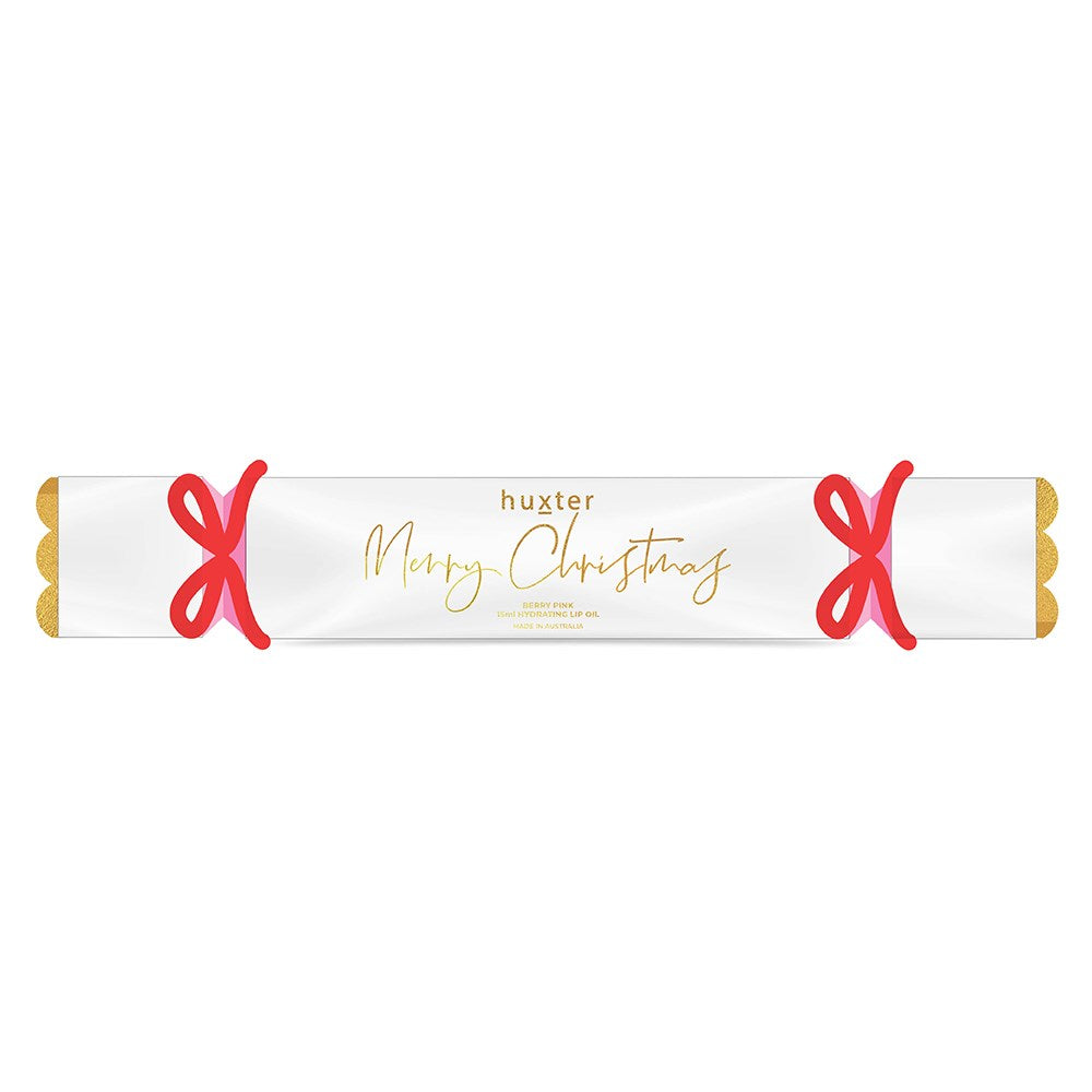 PRE ORDER: Huxter 15ml Hydrating Lip Oil Bon Bon - Xmas Flowers Collection - Berry Pink