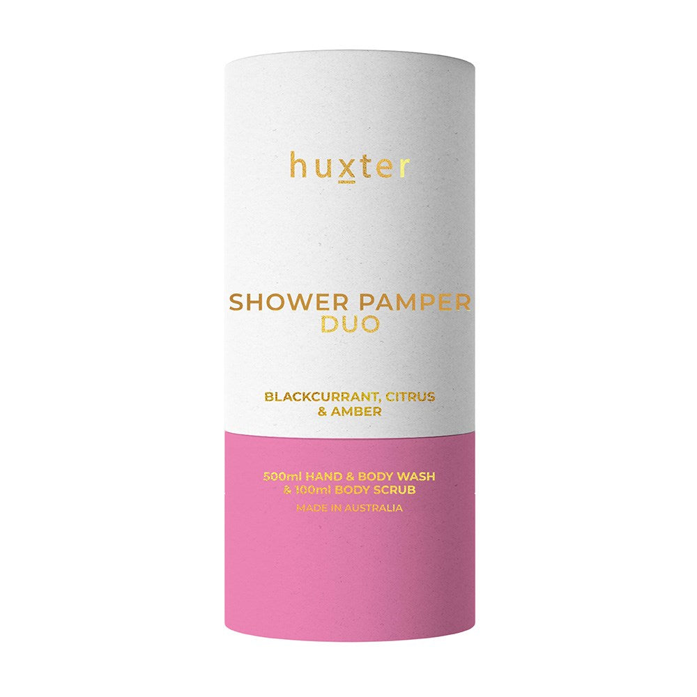 Huxter Shower Pamper Duo - Xmas Flowers Collection - Blackcurrant Citrus & Amber