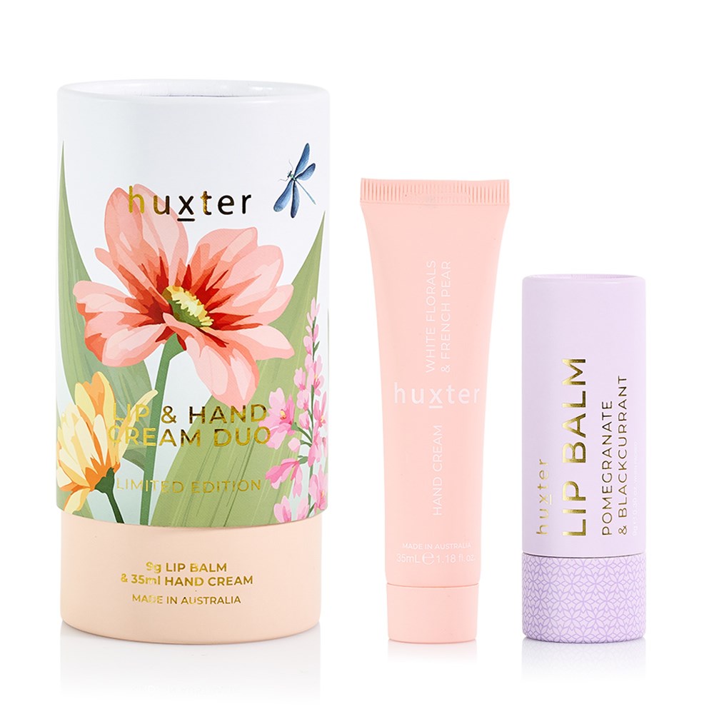 Huxter Lip & Hand Cream Duo - Limited Edition - White Florals & French Pear