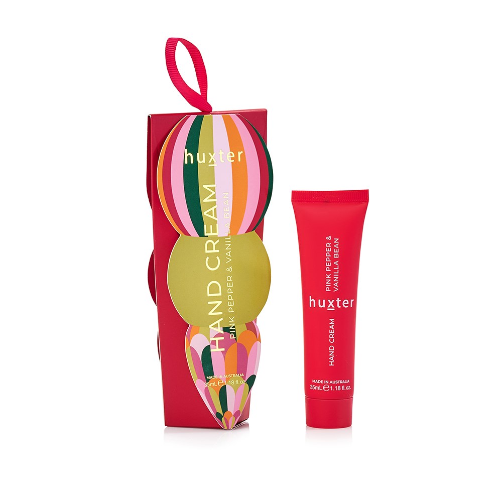 Huxter Hanging 35ml Hand Cream - Stripes Mulberry - Adorned Xmas - Pink Pepper & Vanilla Bean