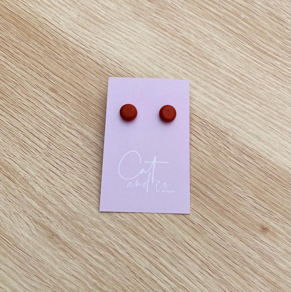Cat & Co Button Stud Earrings - Caramel