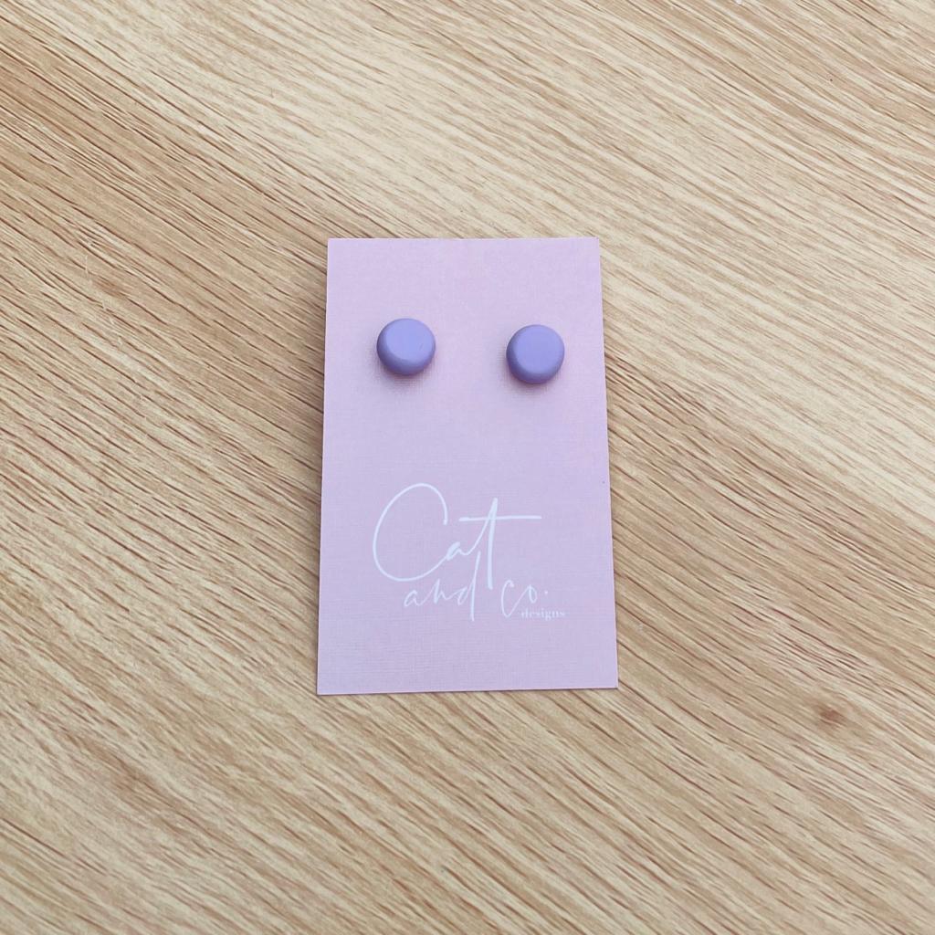 Cat & Co Button Stud Earrings - Lilac