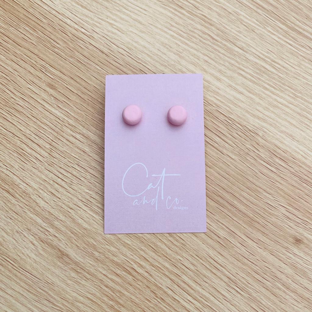 Cat & Co Button Stud Earrings - Pale Pink