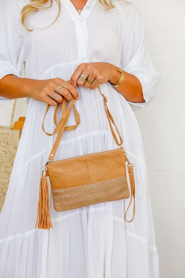 Free Spirit - Two Tone Clutch - Camel