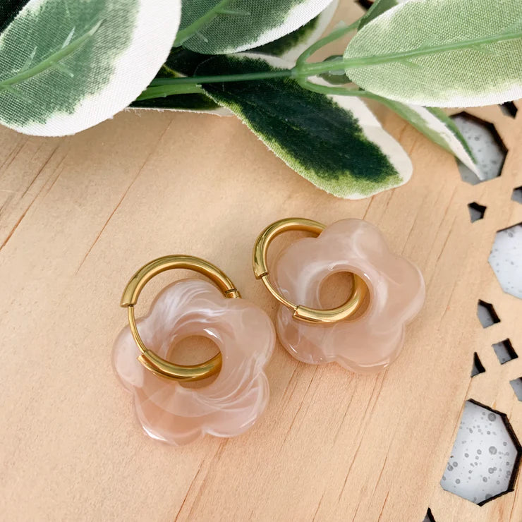 Mil & Mace Flower Huggie Earrings - Toffee