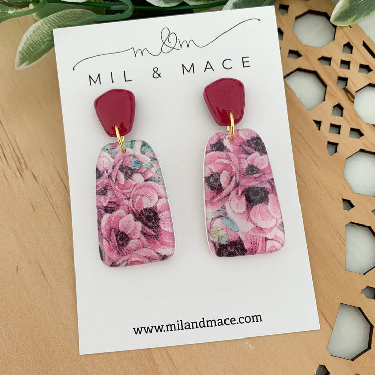 Mil & Mace Drop Earrings - Poppy Floral #1