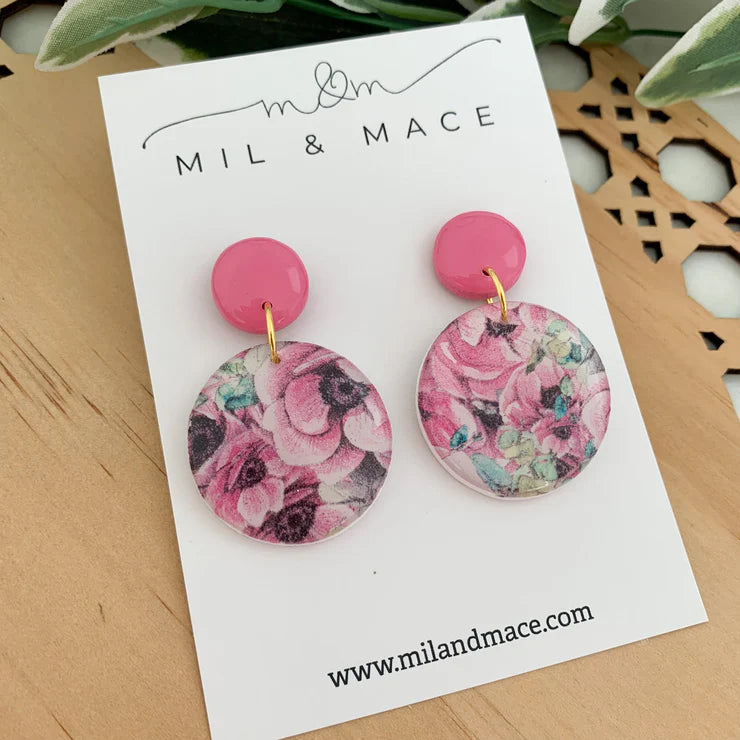 Mil & Mace Drop Earrings - Poppy Floral #2