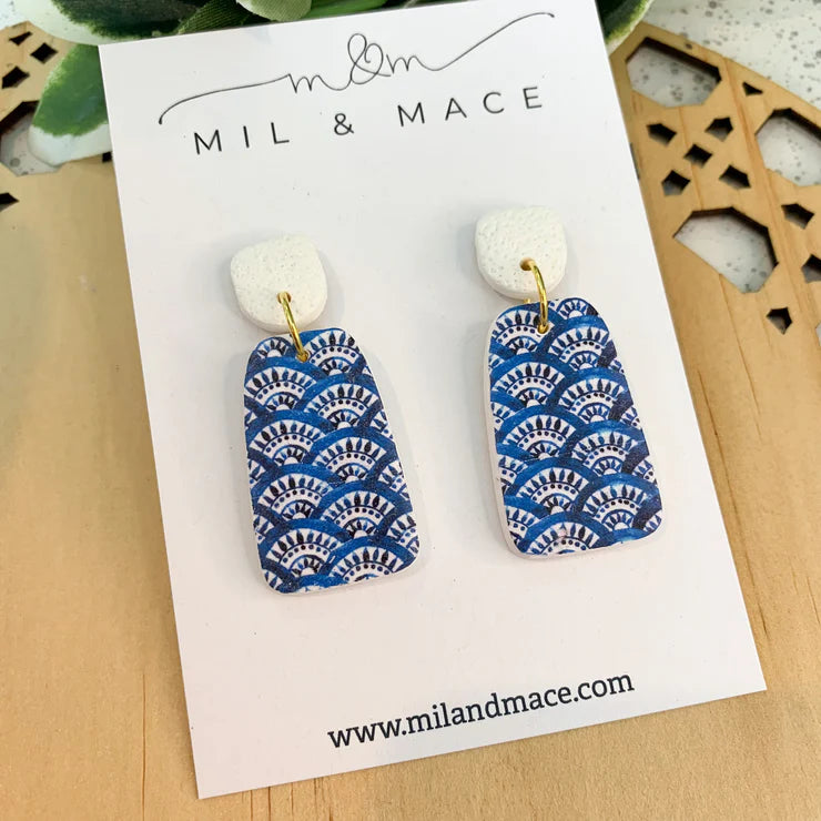 Mil & Mace Drop Earrings - Blue Scallop #1