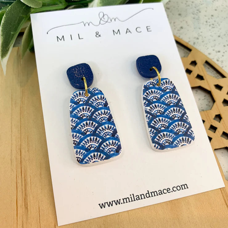 Mil & Mace Drop Earrings - Blue Scallop #2