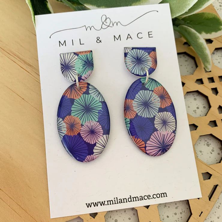 Mil & Mace Drop Earrings - Spring Blues Yupo #1