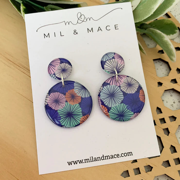 Mil & Mace Drop Earrings - Spring Blues Yupo #2