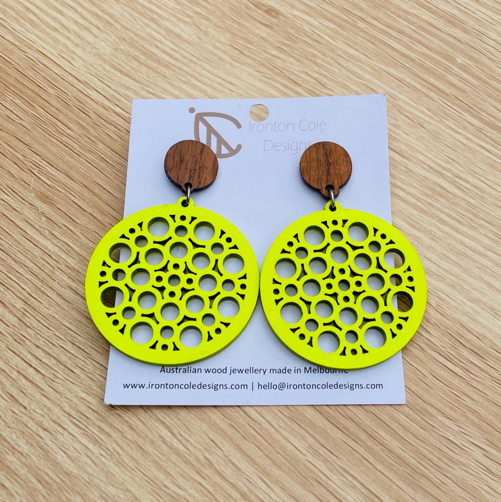 Ironton Cole Drop Earrings - Pebble Fluro Yellow