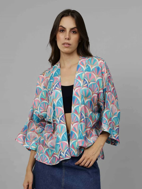 Namaskar Australia - Geometric Print Cotton Muslin Short Kimono