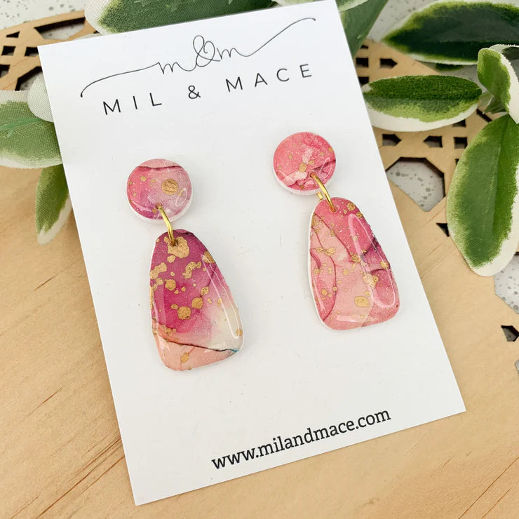 Mil & Mace Dangle Earrings - Watercolour Pink