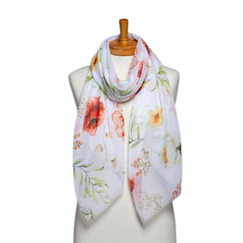 Taylor Hill White Watercolour Floral Scarf