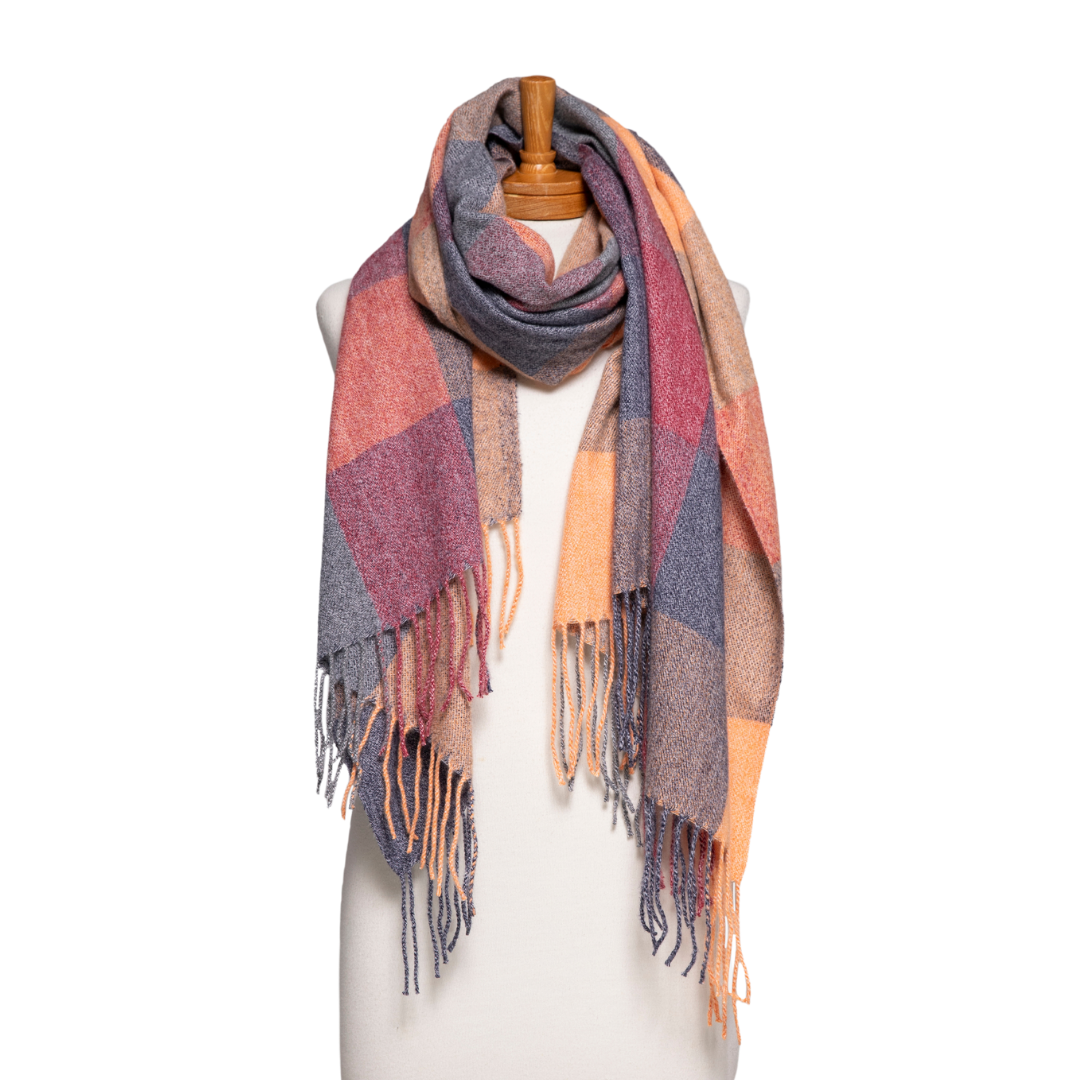 Taylor Hill Autumn Checkered Scarf - Orange