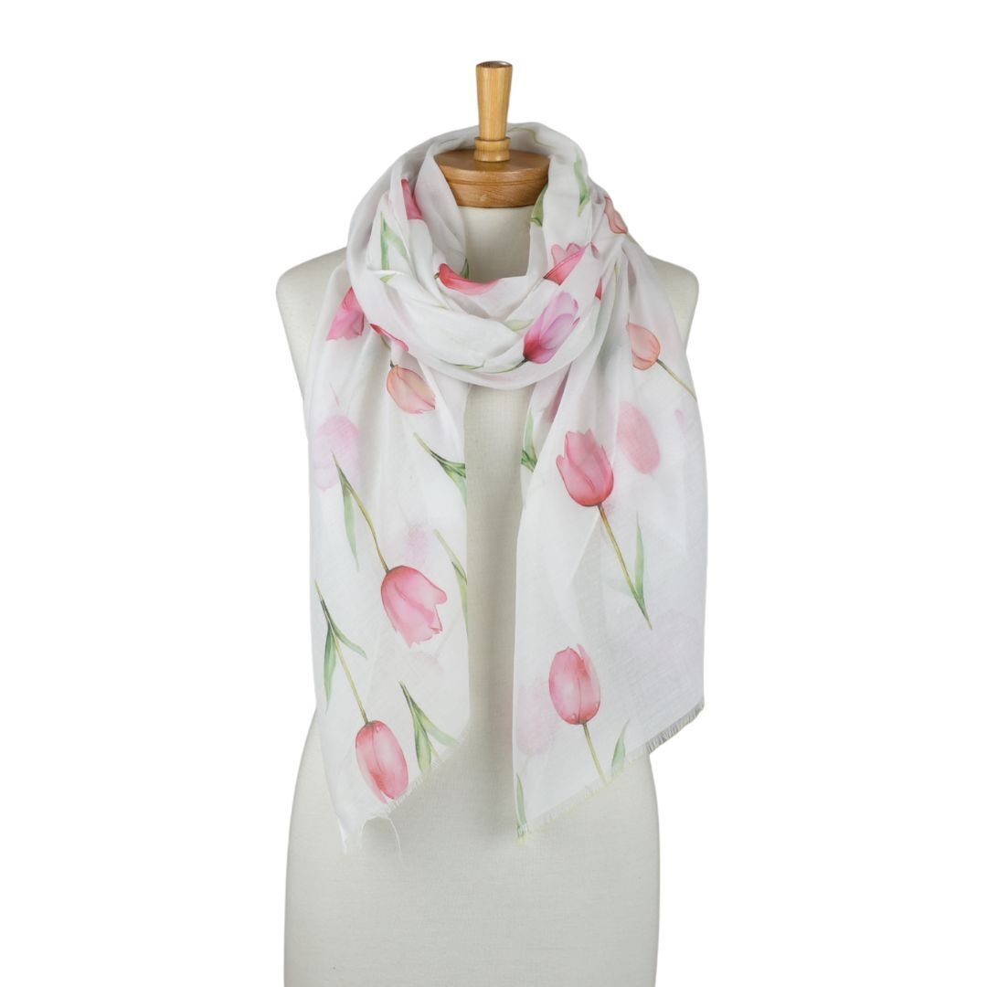 Taylor Hill Pink Blooming Tulips Scarf