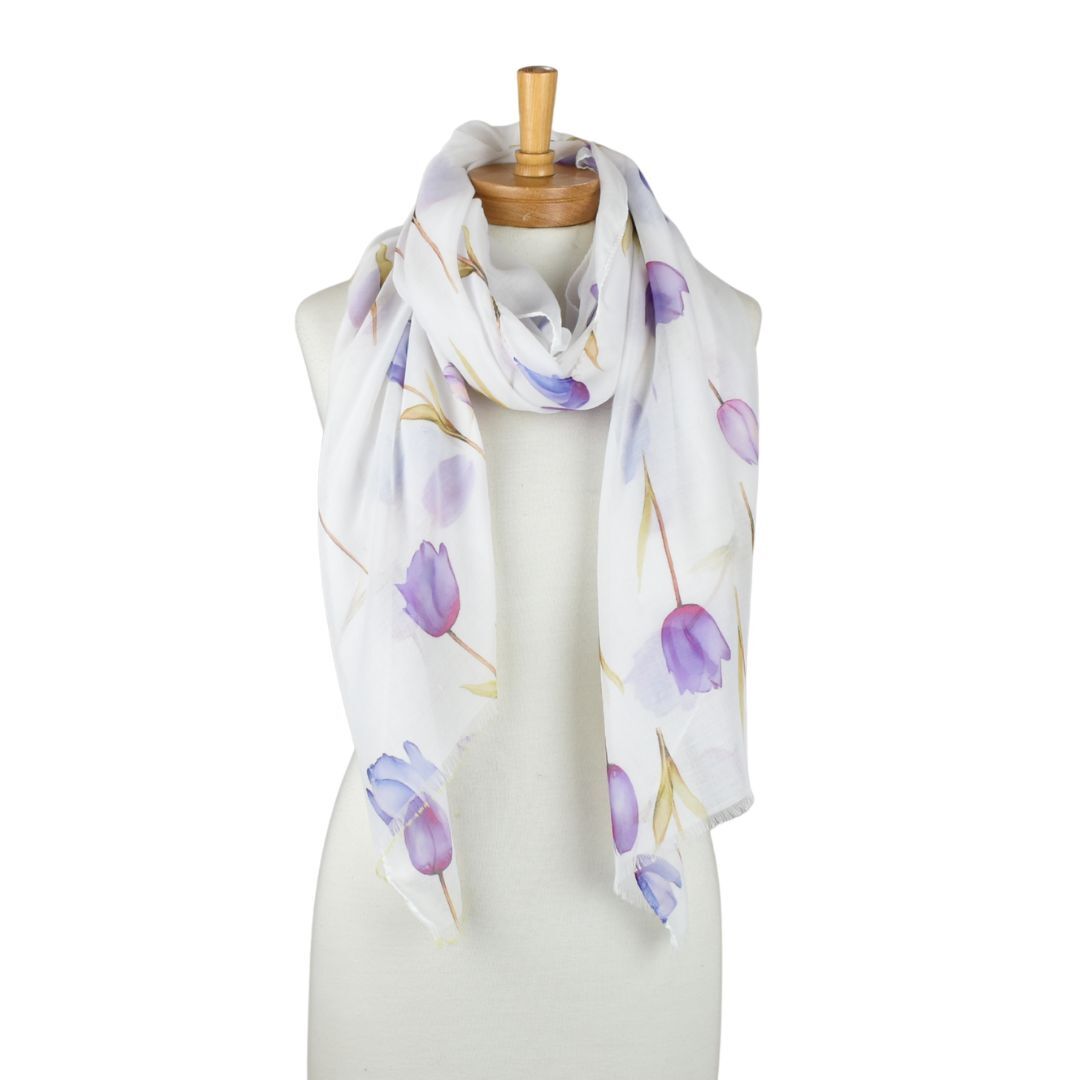 Taylor Hill Purple Blooming Tulips Scarf