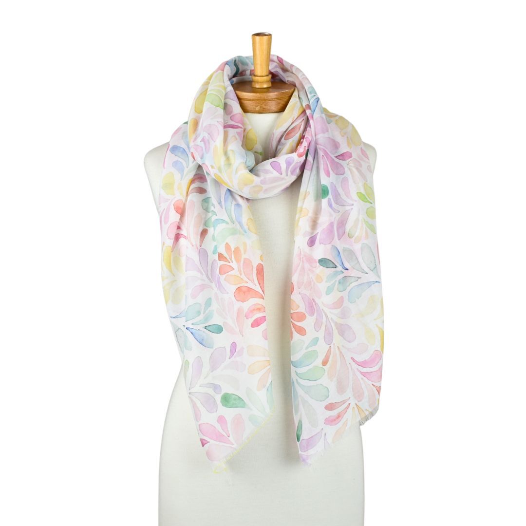 Taylor Hill Rainbow Watercolour Leaf Scarf