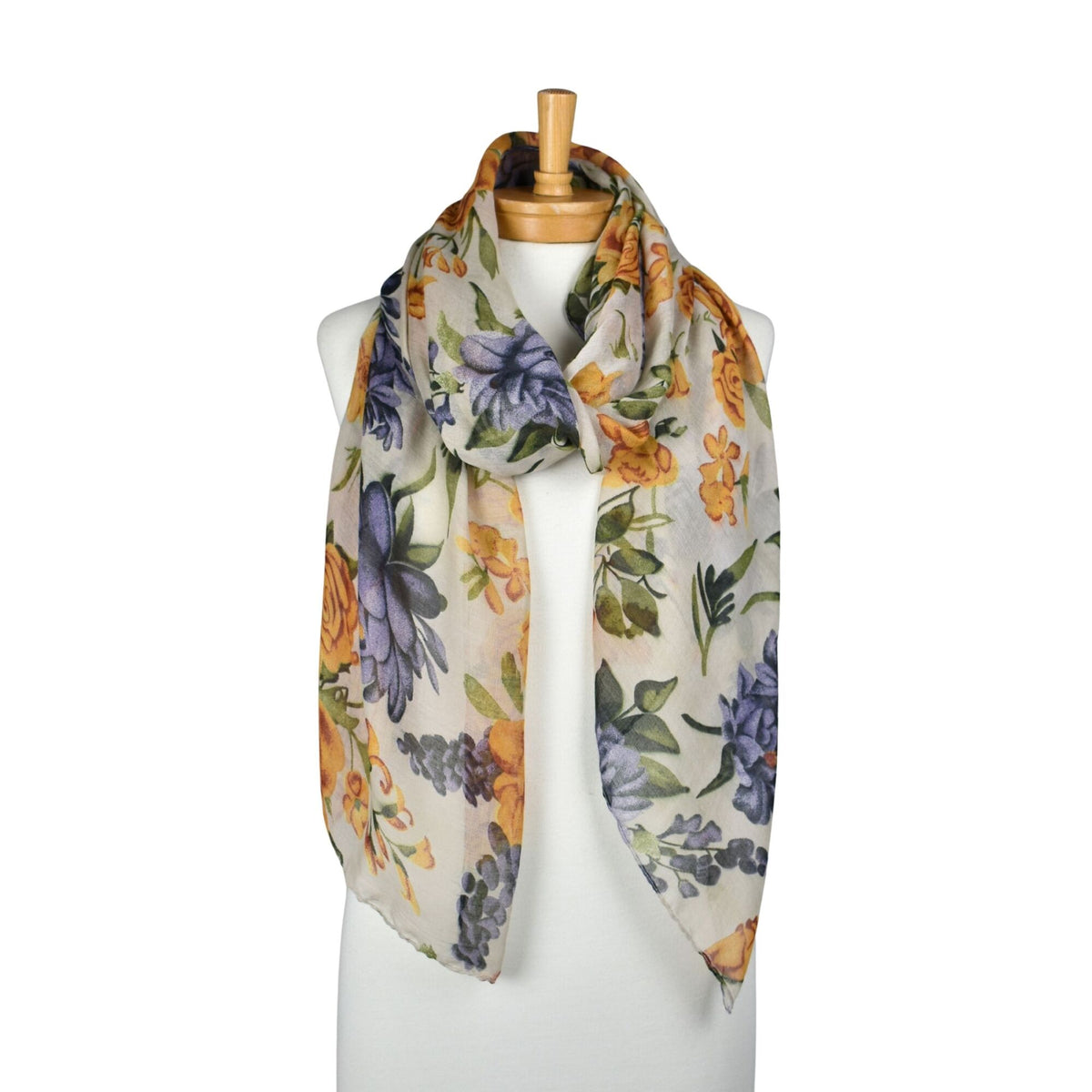 Taylor Hill Peony Rose Garden Scarf - Milk White