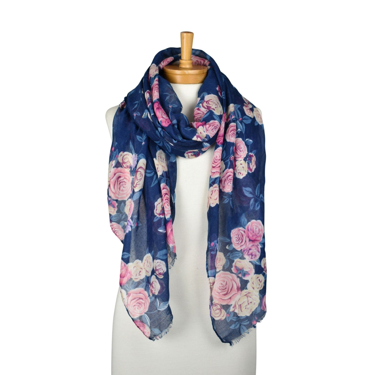 Taylor Hill Vintage Rose Garden Scarf - Navy Pink