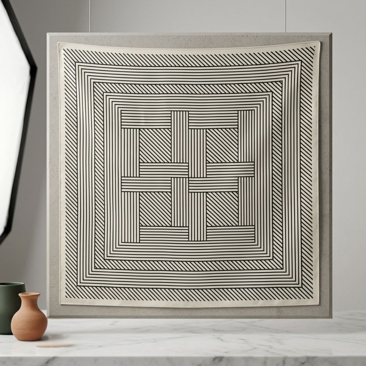 Taylor Hill Noir Stripes Square Scarf - Platinum