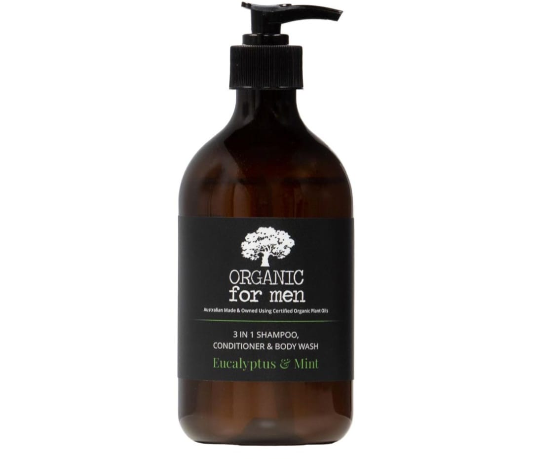 Organic For Men 3 in 1 Shampoo, Conditioner & Body Wash - Eucalyptus & Mint